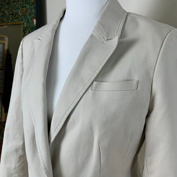 Banana Republic Petite Size 12P Blazer Jacket Beige 1 Button Cotton Career Work - Picture 7 of 13